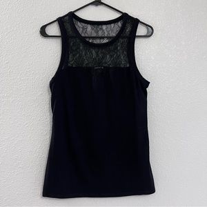 Express black tank top with lace accent